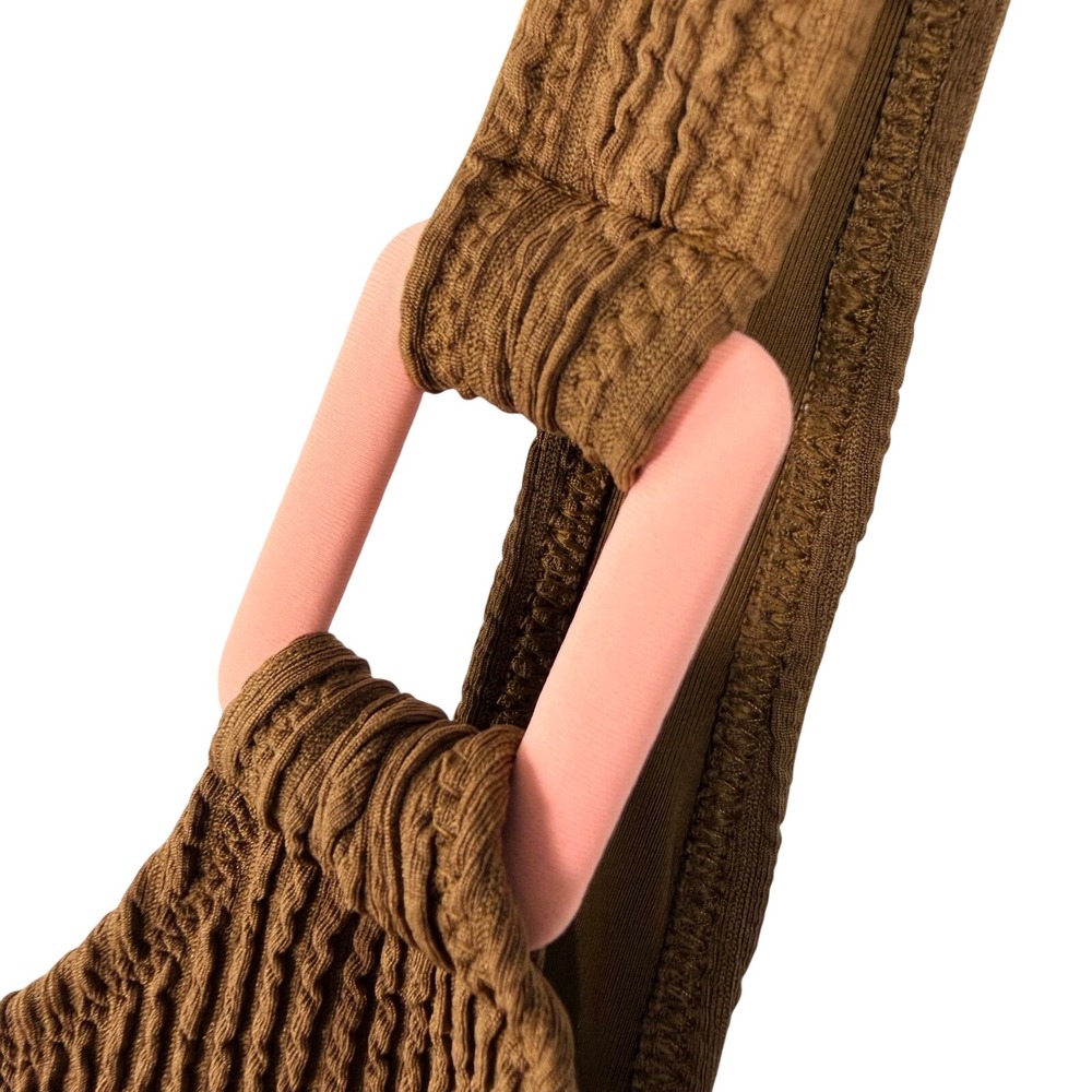 Aerie Real Good One Piece Cheekiest Swimsuit Brown Textured Peach Ring Size M - Picture 2 of 7